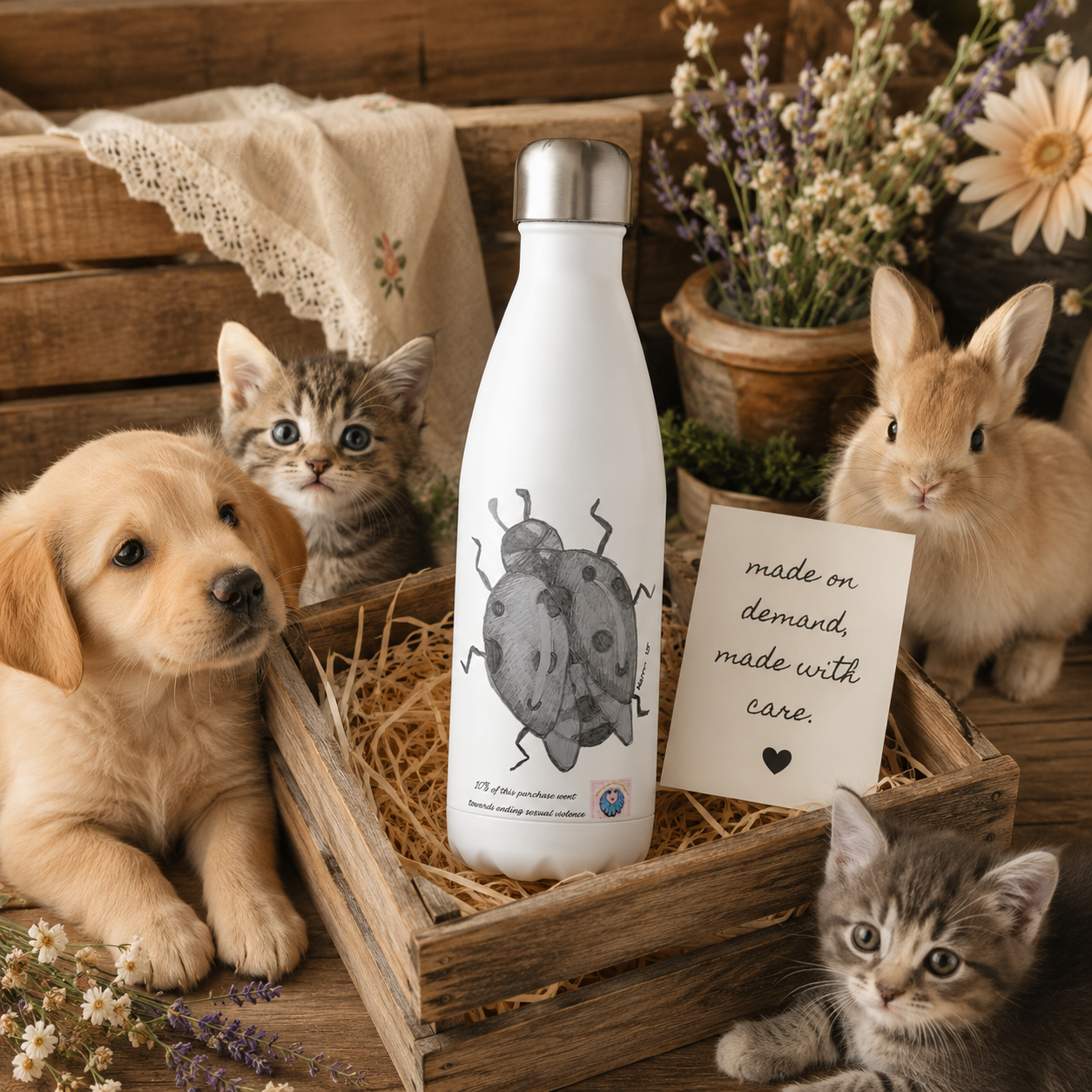 Lady of Ashes 17oz Stainless Steel Water Bottle | Insulated Art Bottle