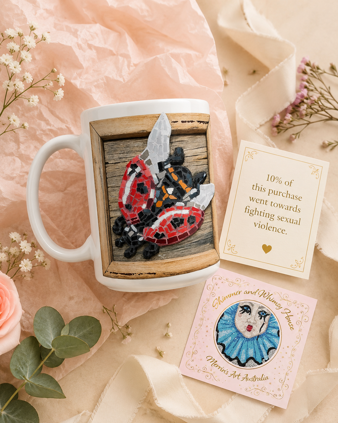 Lady Splendour Ladybug Mosaic Mug — 15oz
