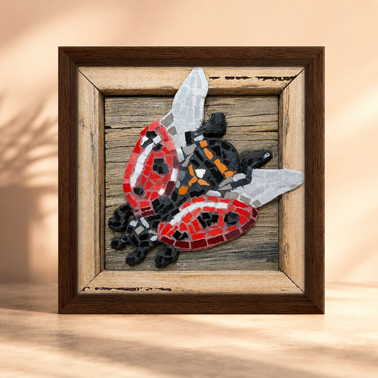 Lady Splendour Ladybug Mosaic Framed Canvas Print | Whimsical Ladybug Wall Art
