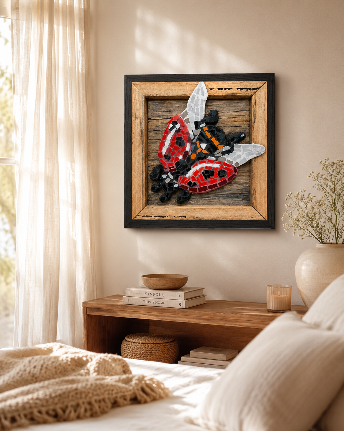 Lady Splendour Ladybug Mosaic – Framed Poster Masterpiece