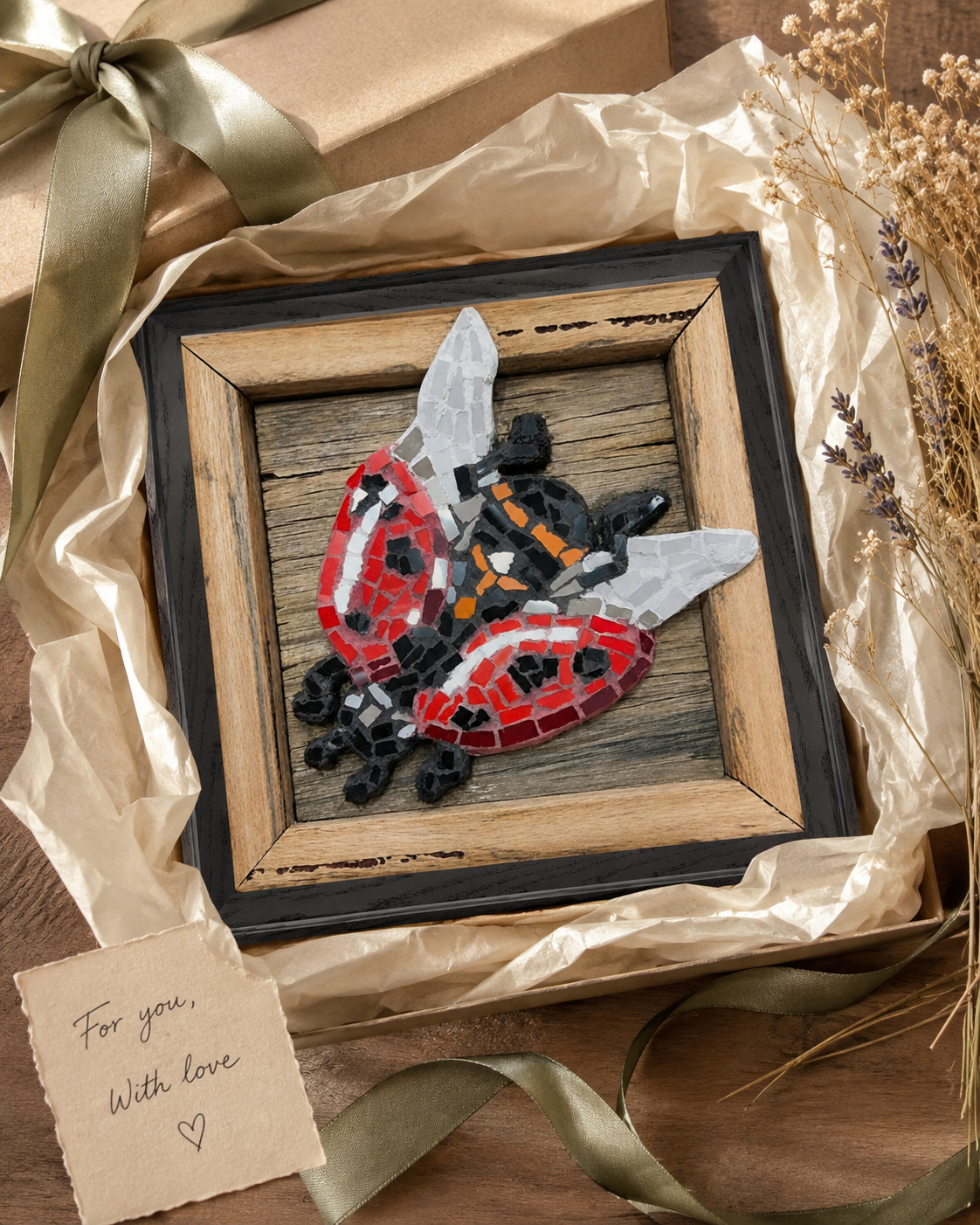 Lady Splendour Ladybug Mosaic – Framed Poster Masterpiece