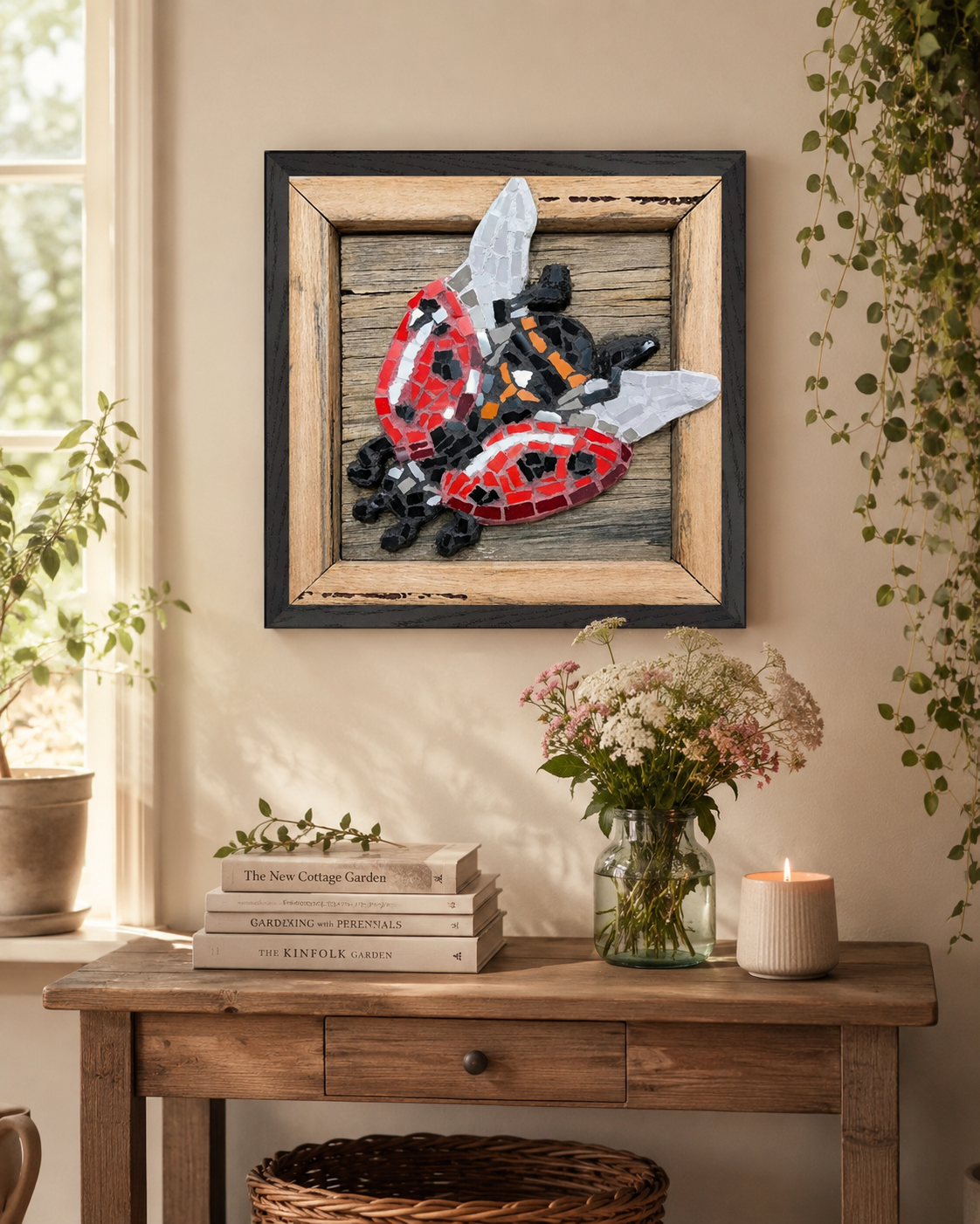 Lady Splendour Ladybug Mosaic – Framed Poster Masterpiece