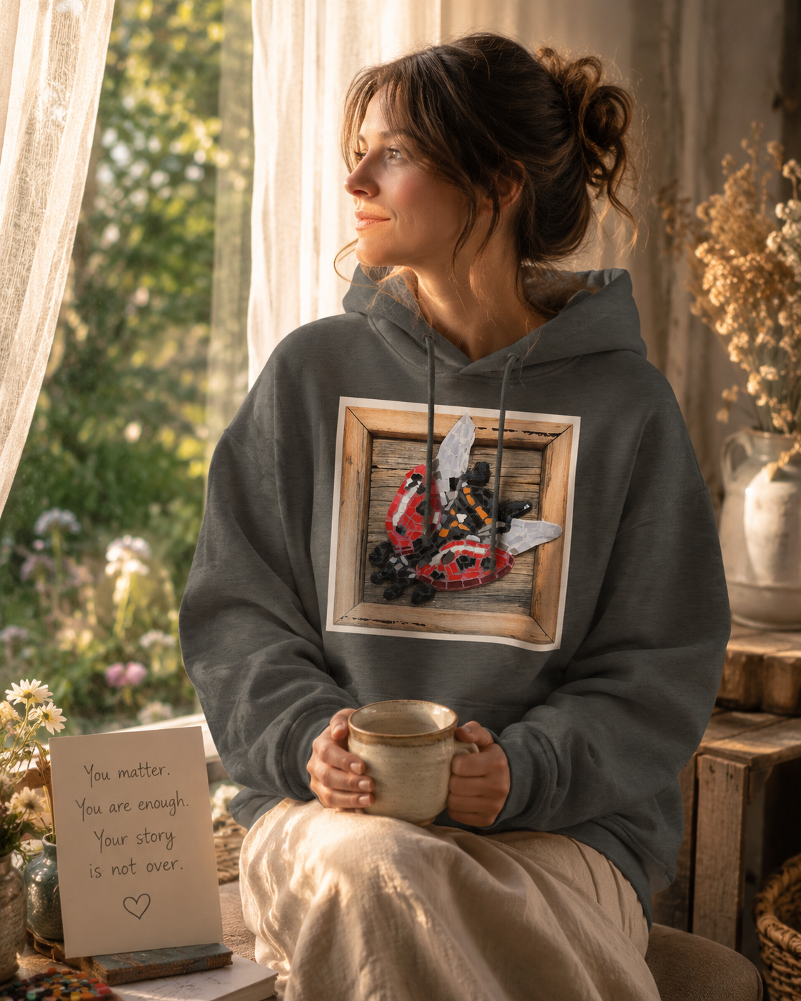 Lady Splendour Ladybug Mosaic Hoodie | Midweight Unisex Ladybug Art Hoodie