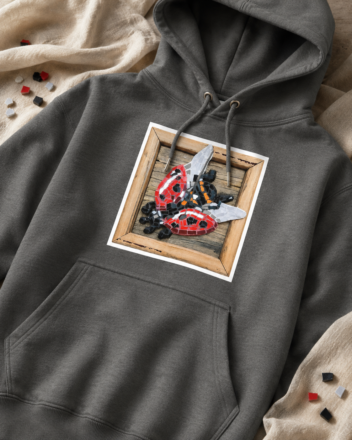 Lady Splendour Ladybug Mosaic Hoodie | Midweight Unisex Ladybug Art Hoodie