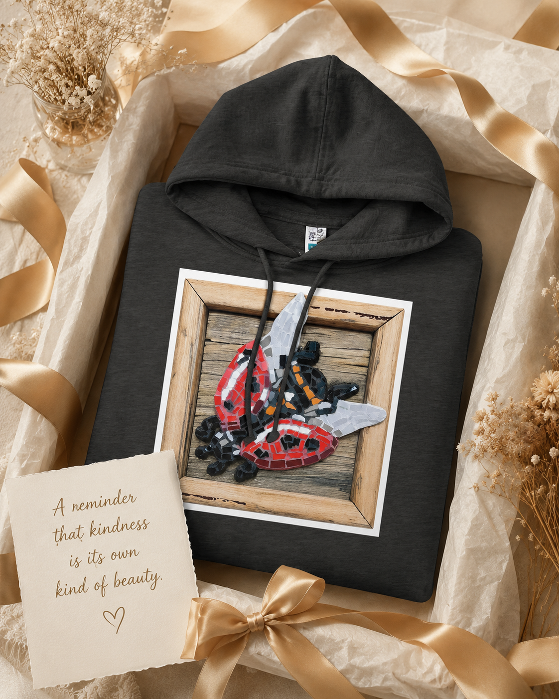 Lady Splendour Ladybug Mosaic Hoodie | Midweight Unisex Ladybug Art Hoodie