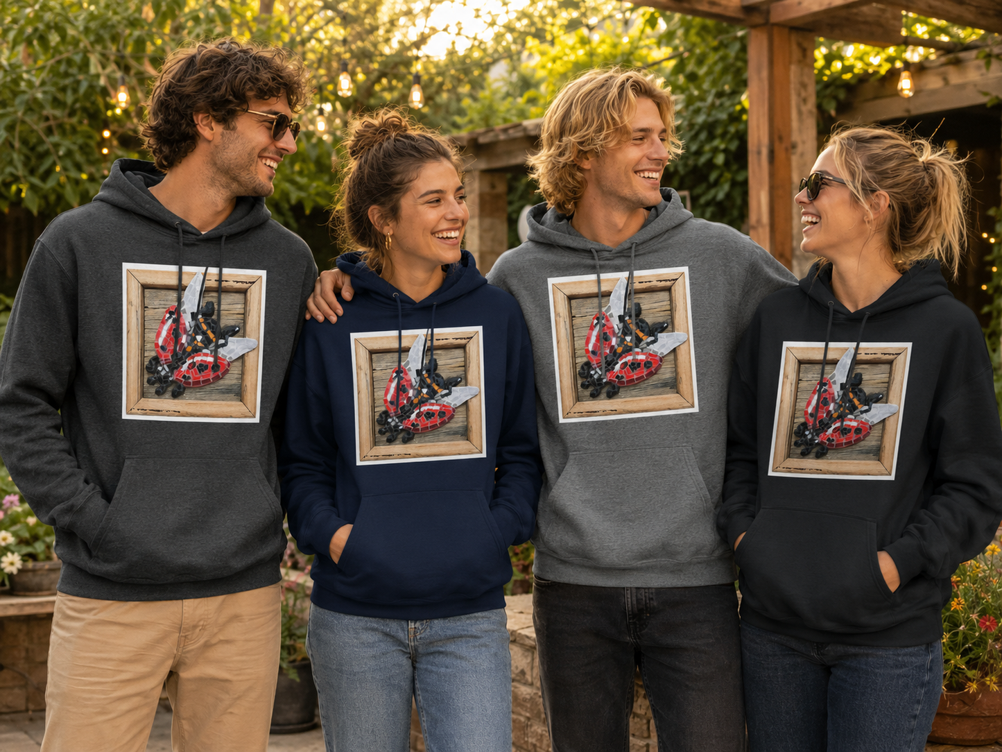 Lady Splendour Ladybug Mosaic Hoodie | Midweight Unisex Ladybug Art Hoodie