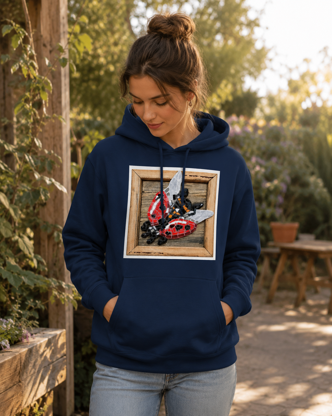 Lady Splendour Ladybug Mosaic Hoodie | Midweight Unisex Ladybug Art Hoodie