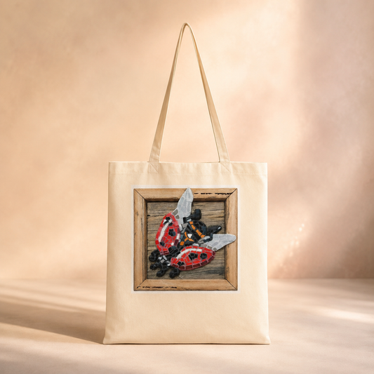 Lady Splendour Ladybug Mosaic Cotton Tote Bag | Whimsical Ladybug Art Tote