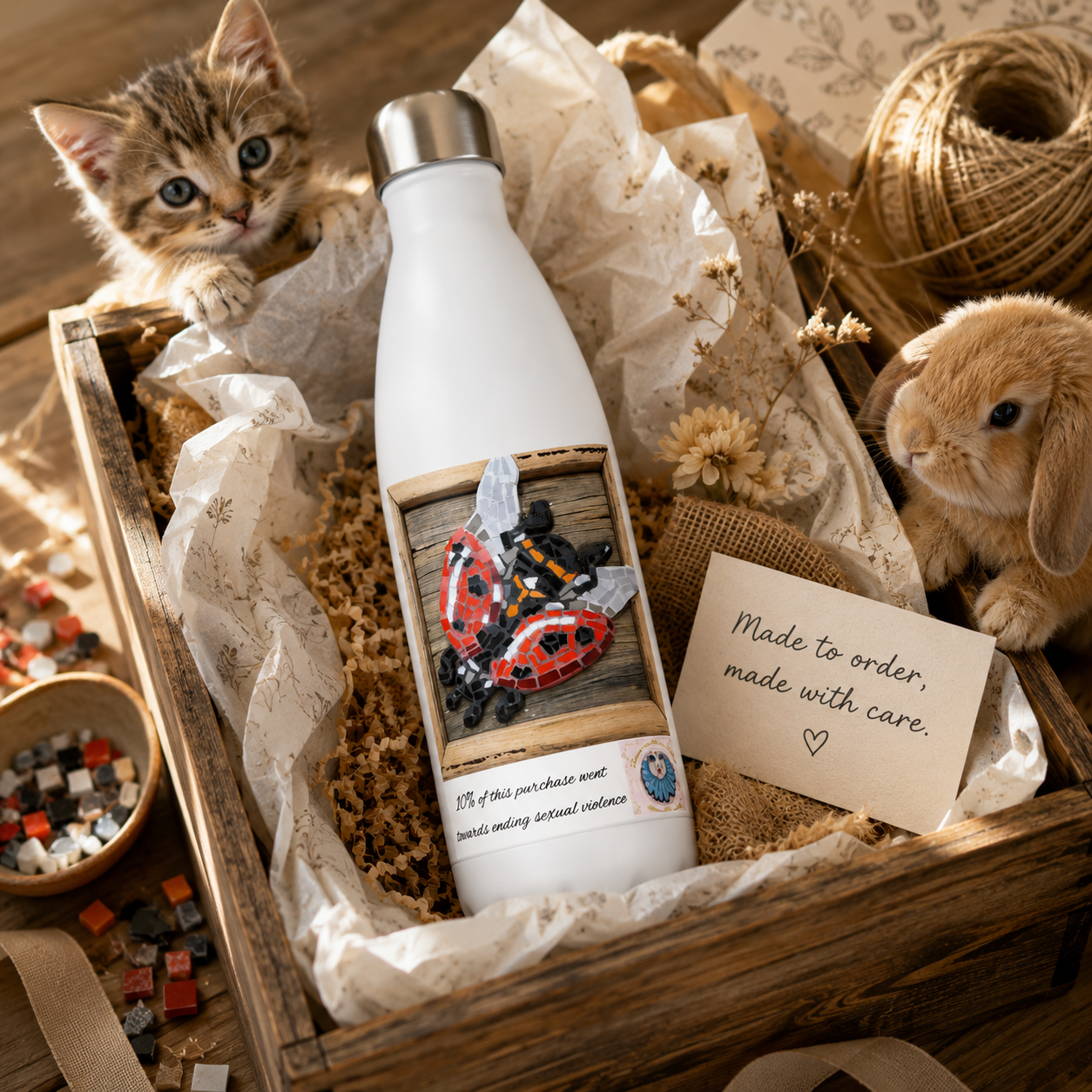 Lady Splendour Ladybug Mosaic Water Bottle