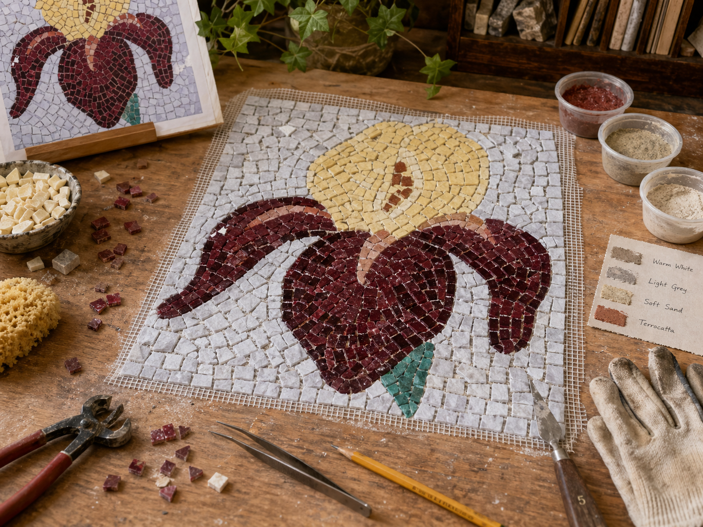 Level 2 Mosaic Masterclass | Andamento, Mesh Method & Multi-Coloured Grout