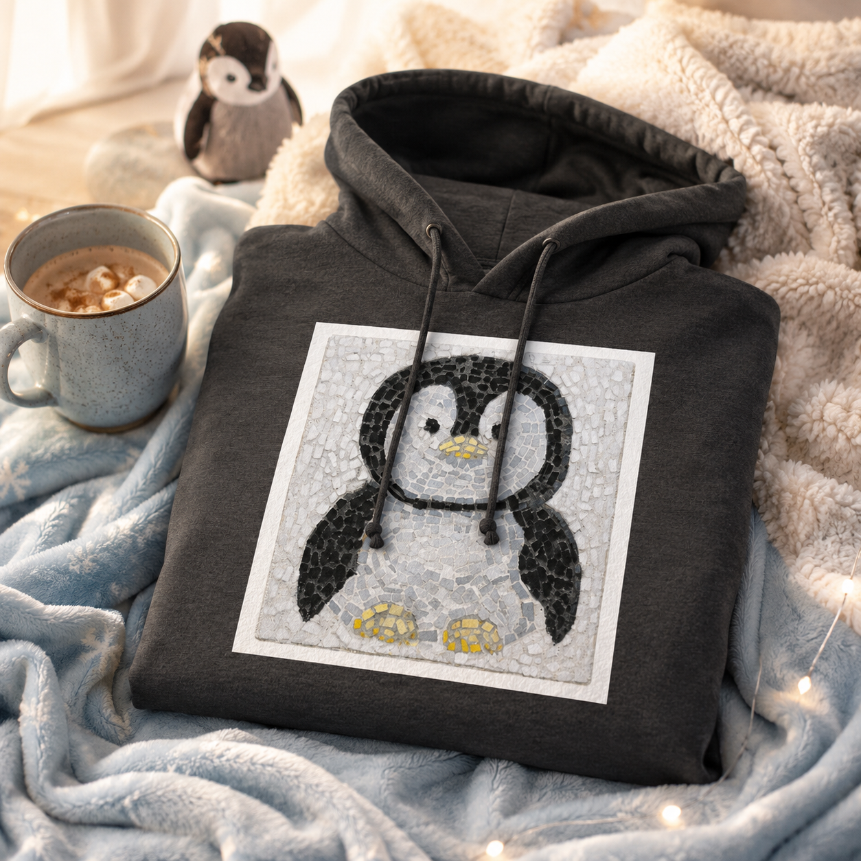 Emperor Pingu Mid-Weight Hoodie | Whimsical Penguin Art Hoodie