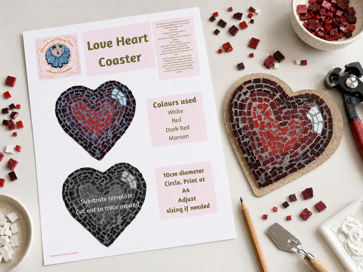 Love Heart Coasters Level 1 Physical Kit — Set of 4