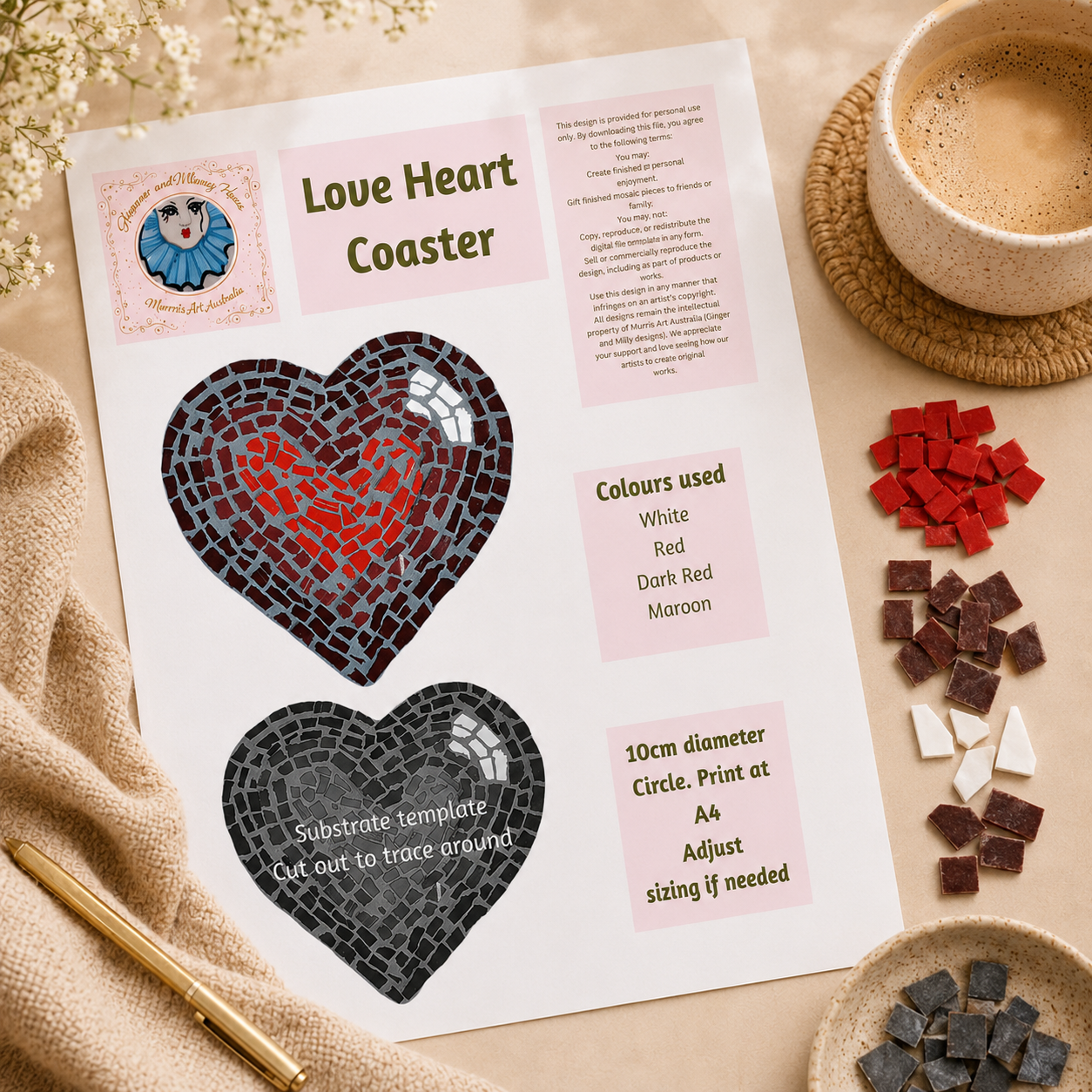 Love Heart Coaster — Digital Download Design Template