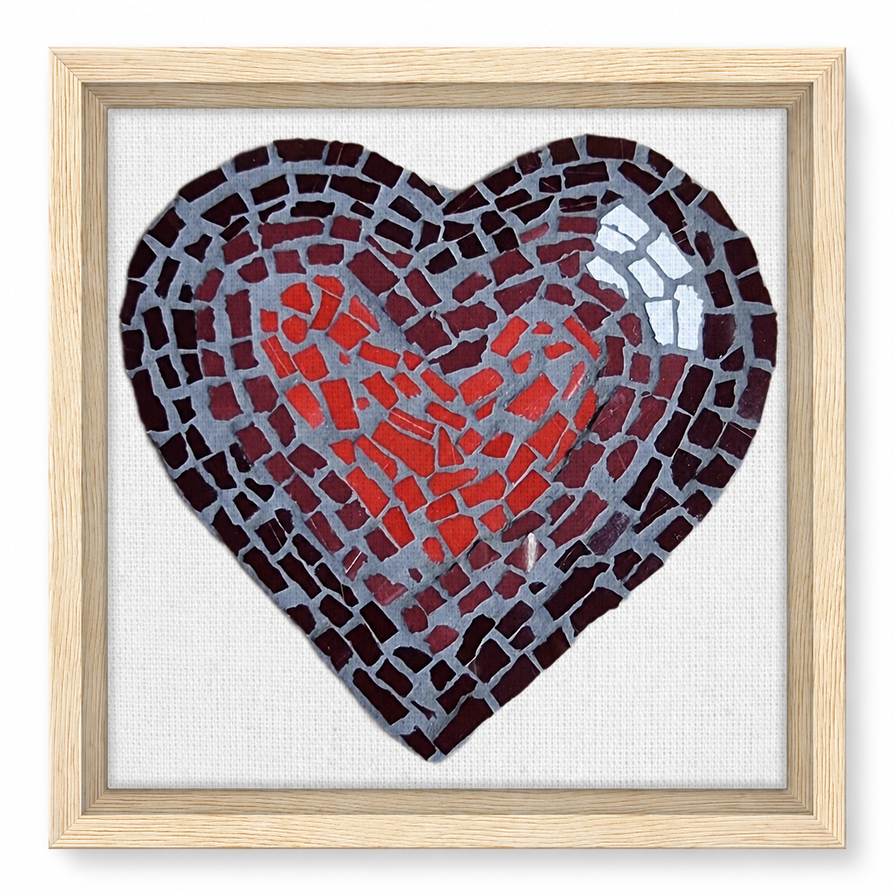 Love Heart Coaster Mosaic Framed Canvas Print | Meaningful Heart Wall Art