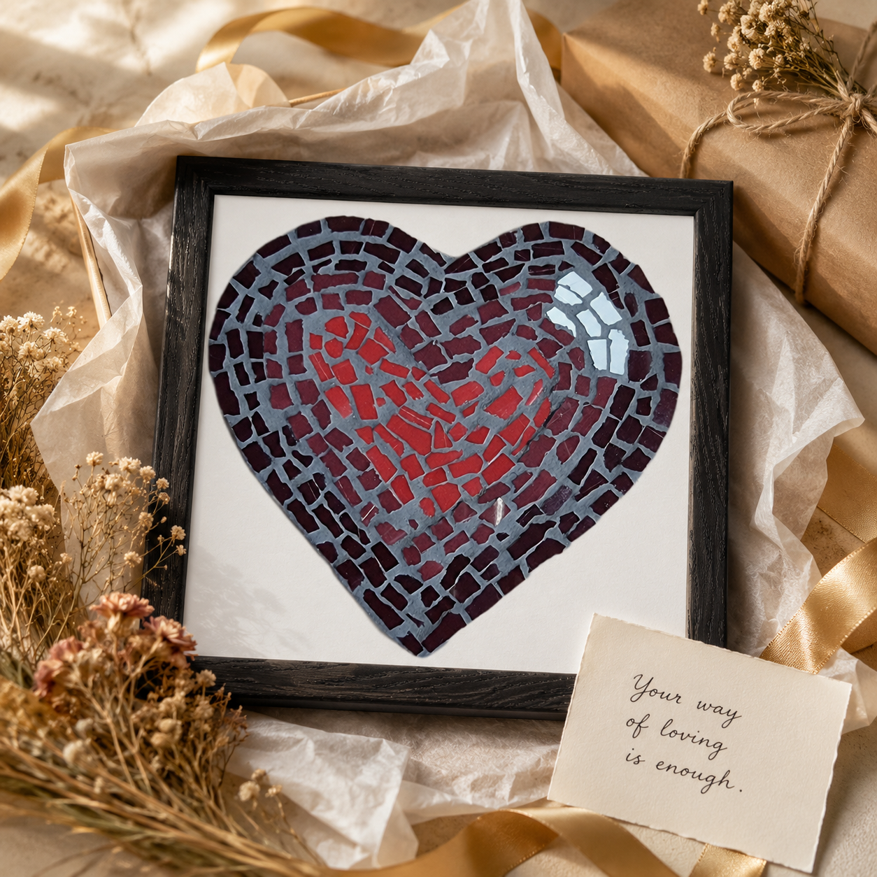 Love Heart Coaster Mosaic Premium Framed Poster | Meaningful Heart Wall Art