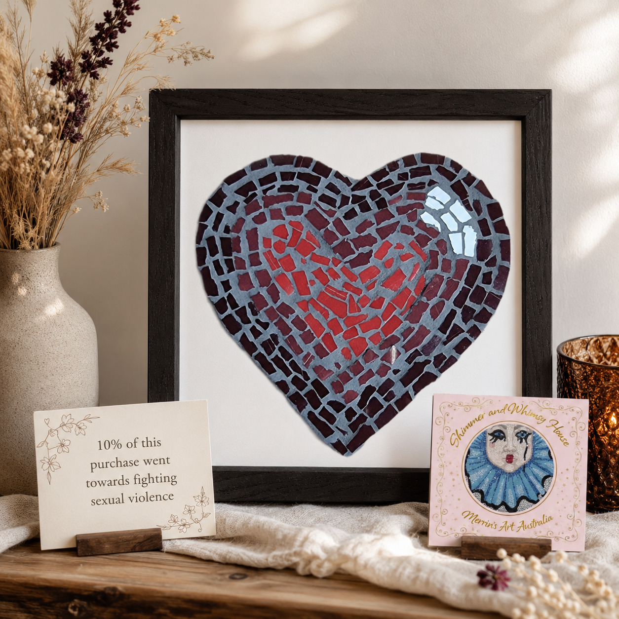 Love Heart Coaster Mosaic Premium Framed Poster | Meaningful Heart Wall Art