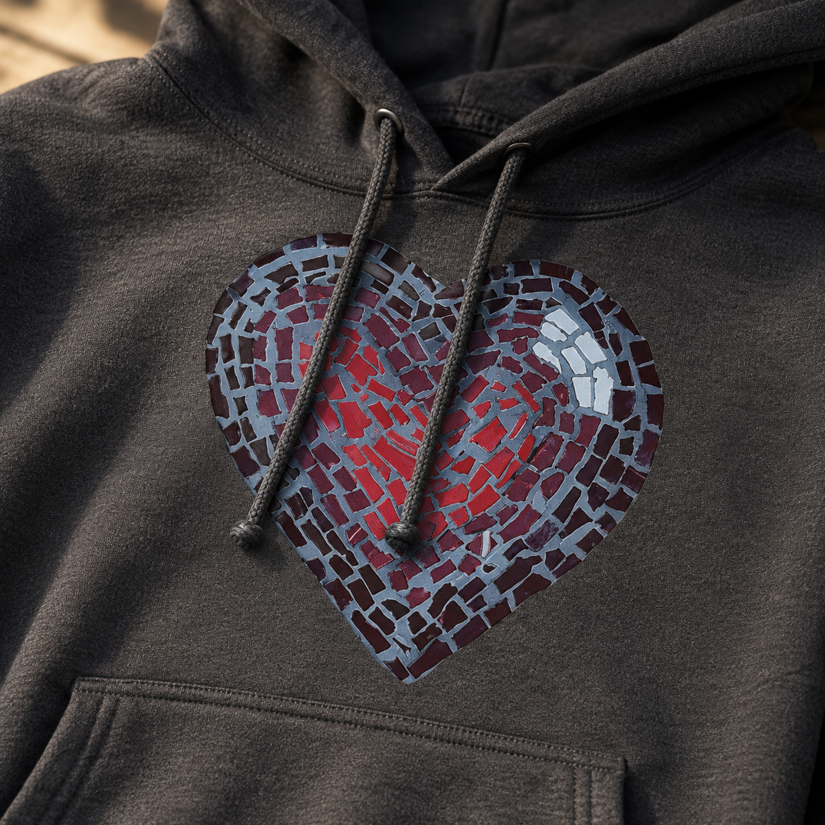 Love Heart Coaster Mosaic Hoodie | Meaningful Heart Art Hoodie