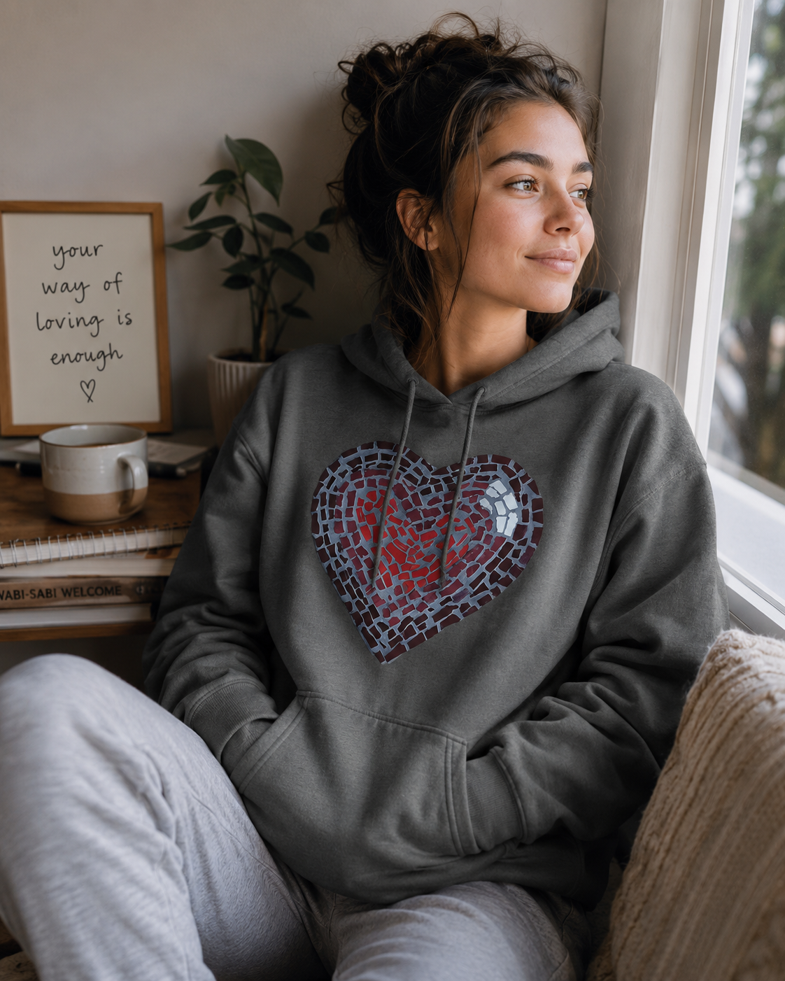 Love Heart Coaster Mosaic Hoodie | Meaningful Heart Art Hoodie
