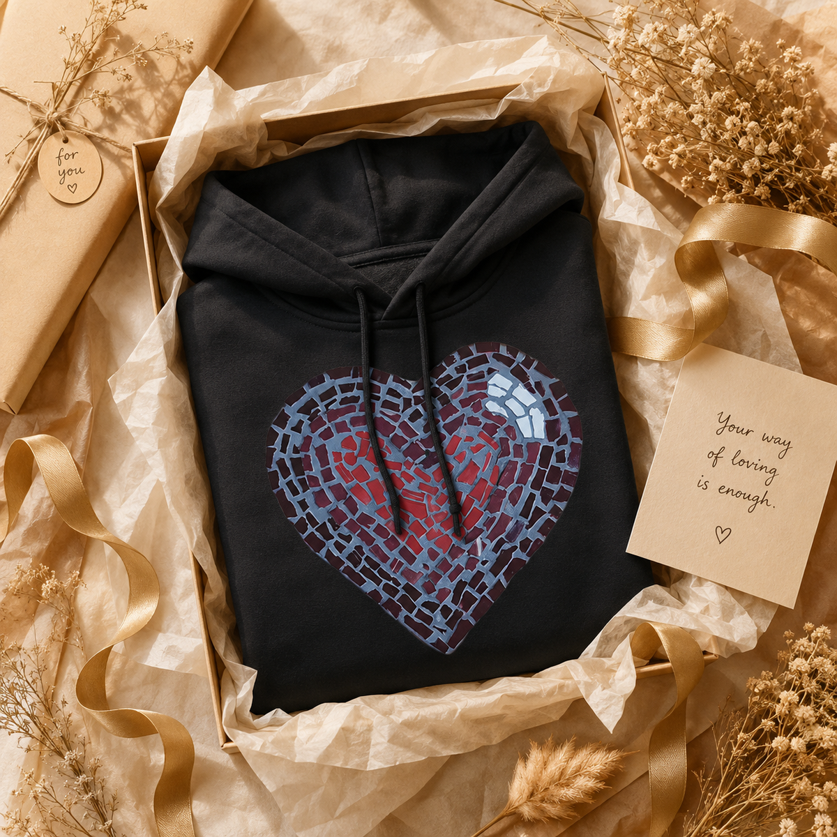 Love Heart Coaster Mosaic Hoodie | Meaningful Heart Art Hoodie