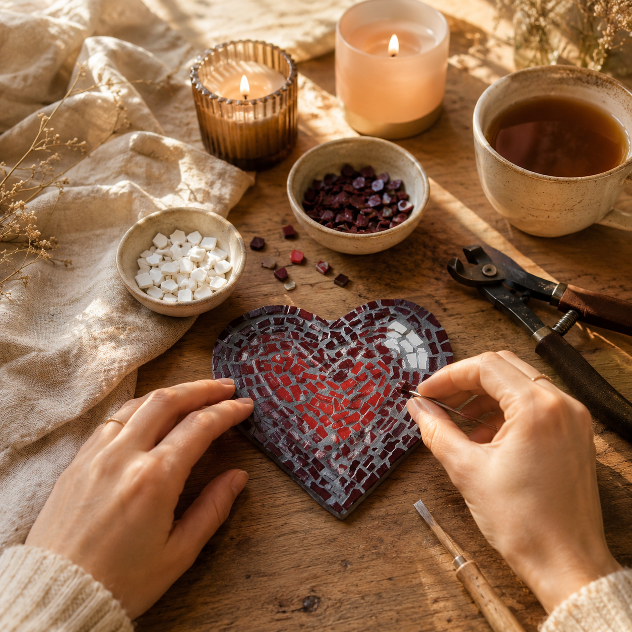 Love Heart Coasters Level 1 Physical Kit — Set of 4