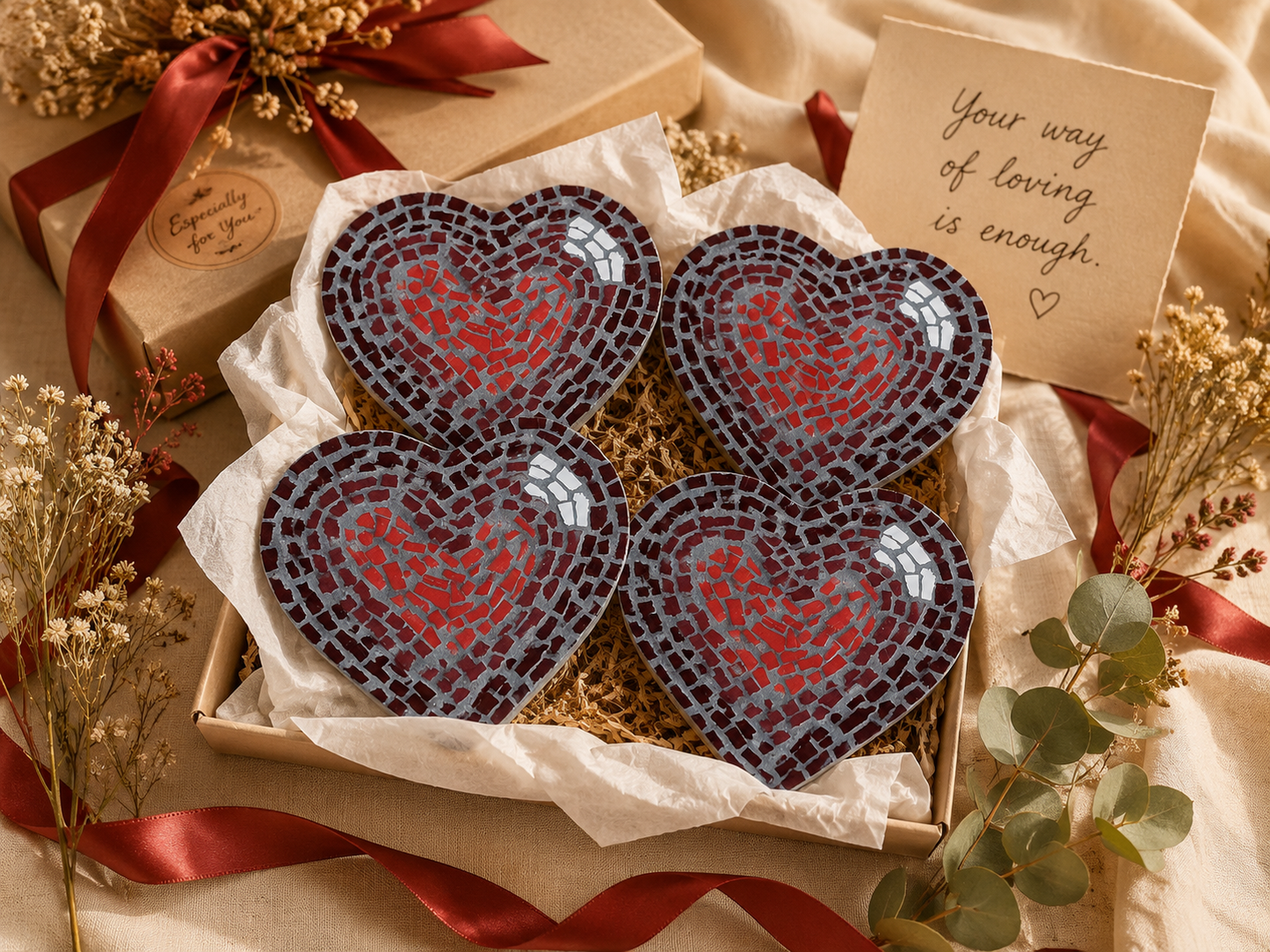 Love Heart Coasters Level 1 Physical Kit — Set of 4