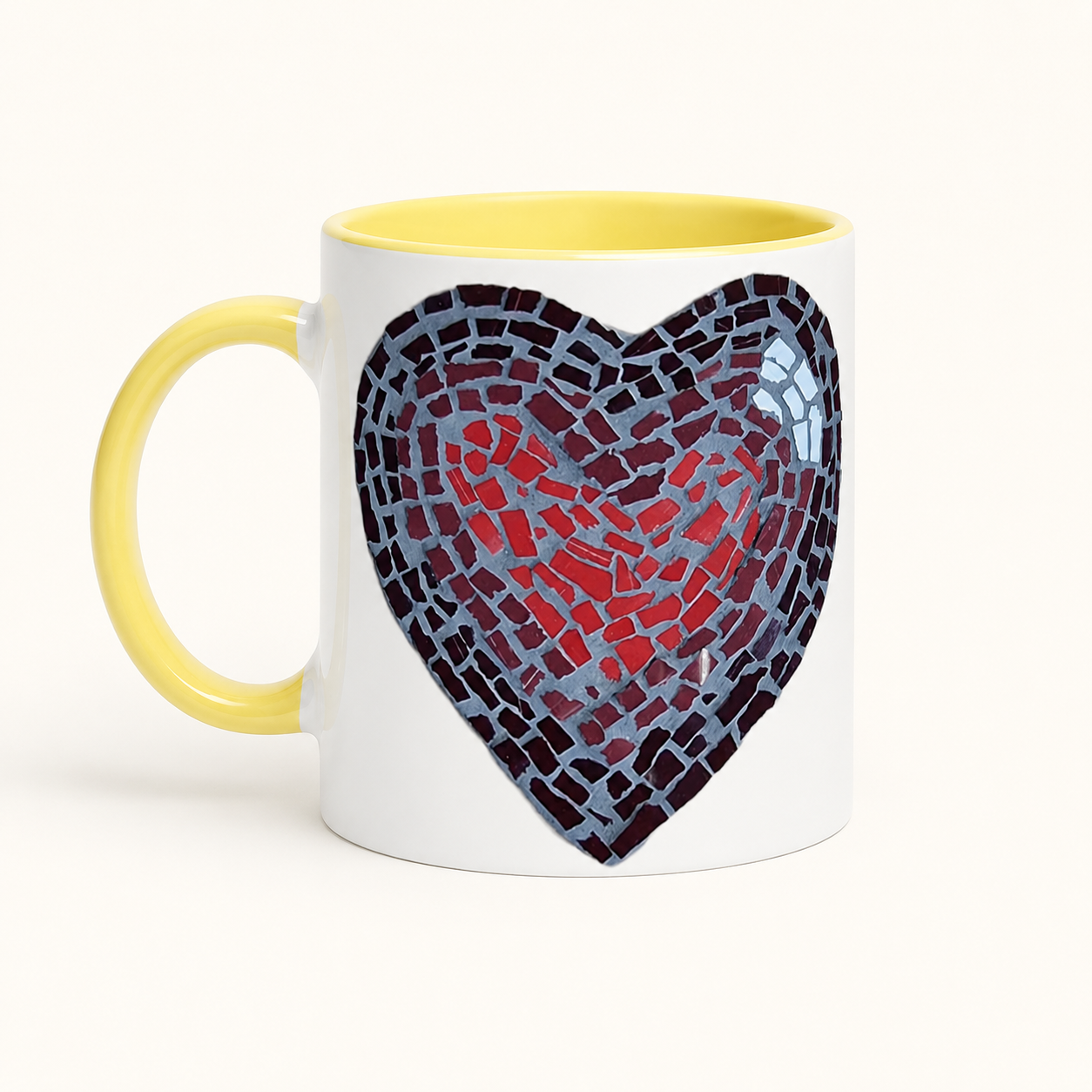 “Love Heart” Coaster Mosaic – Ceramic 11oz Mug