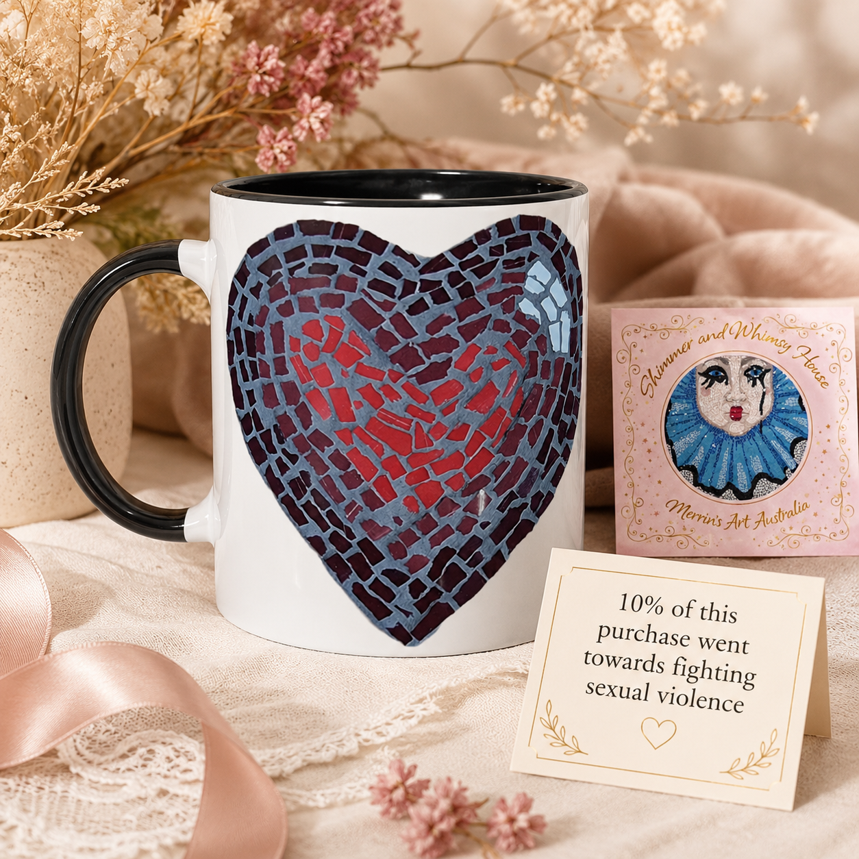 “Love Heart” Coaster Mosaic – Ceramic 11oz Mug