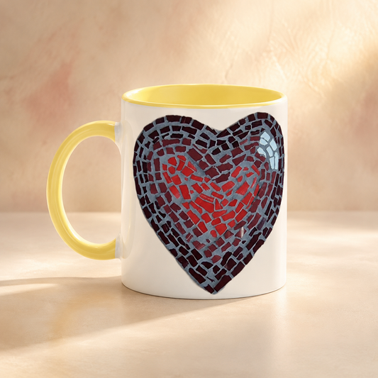 “Love Heart” Coaster Mosaic – Ceramic 11oz Mug
