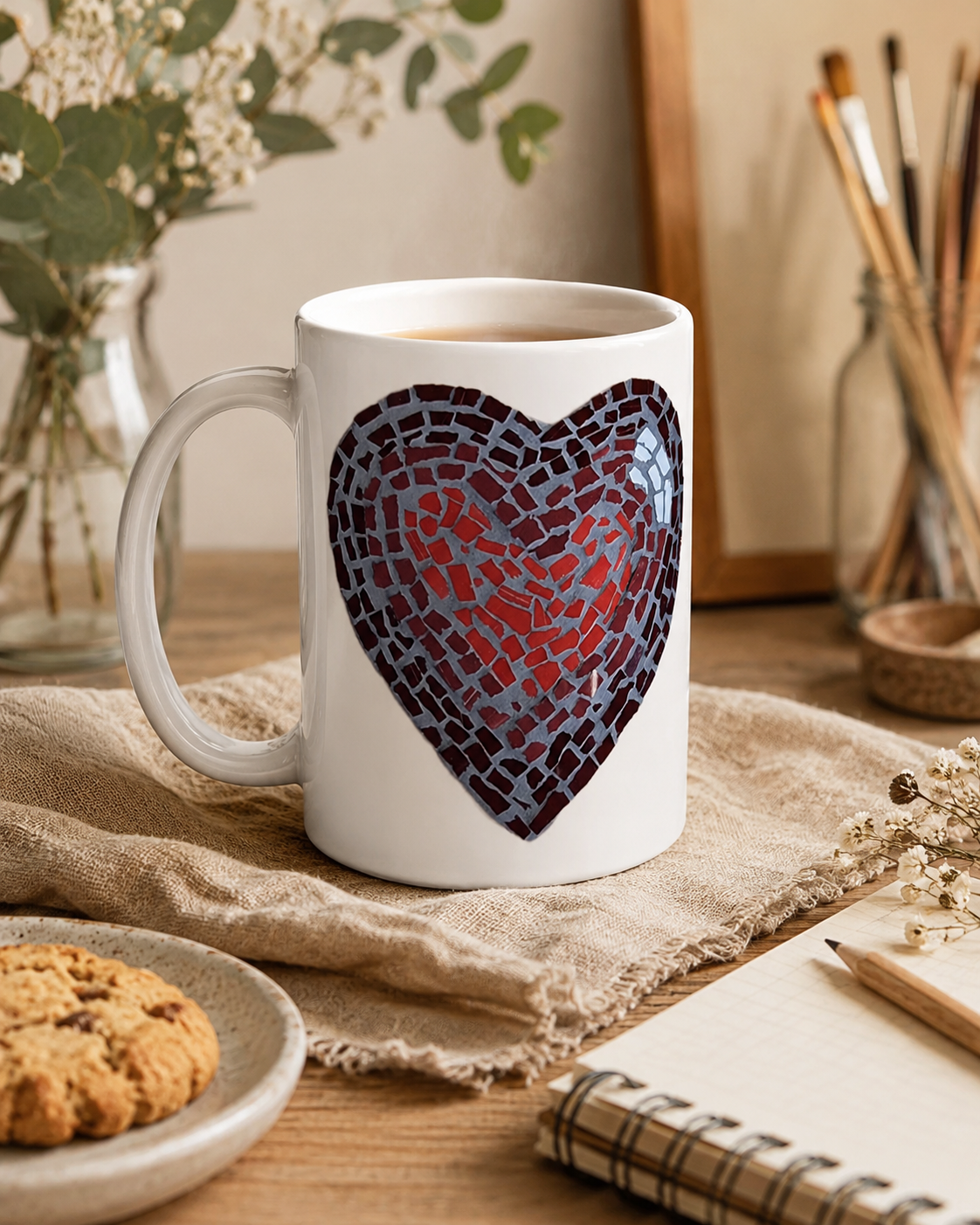 Love Heart 15oz Ceramic Mug | Meaningful Mosaic Heart Mug