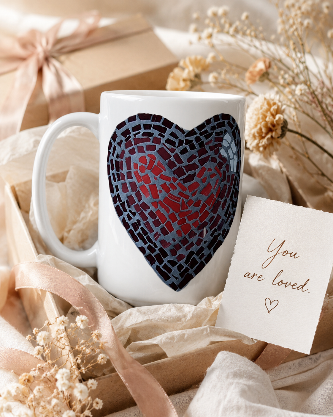 Love Heart 15oz Ceramic Mug | Meaningful Mosaic Heart Mug