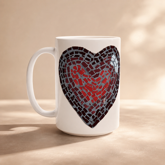 Love Heart 15oz Ceramic Mug | Meaningful Mosaic Heart Mug
