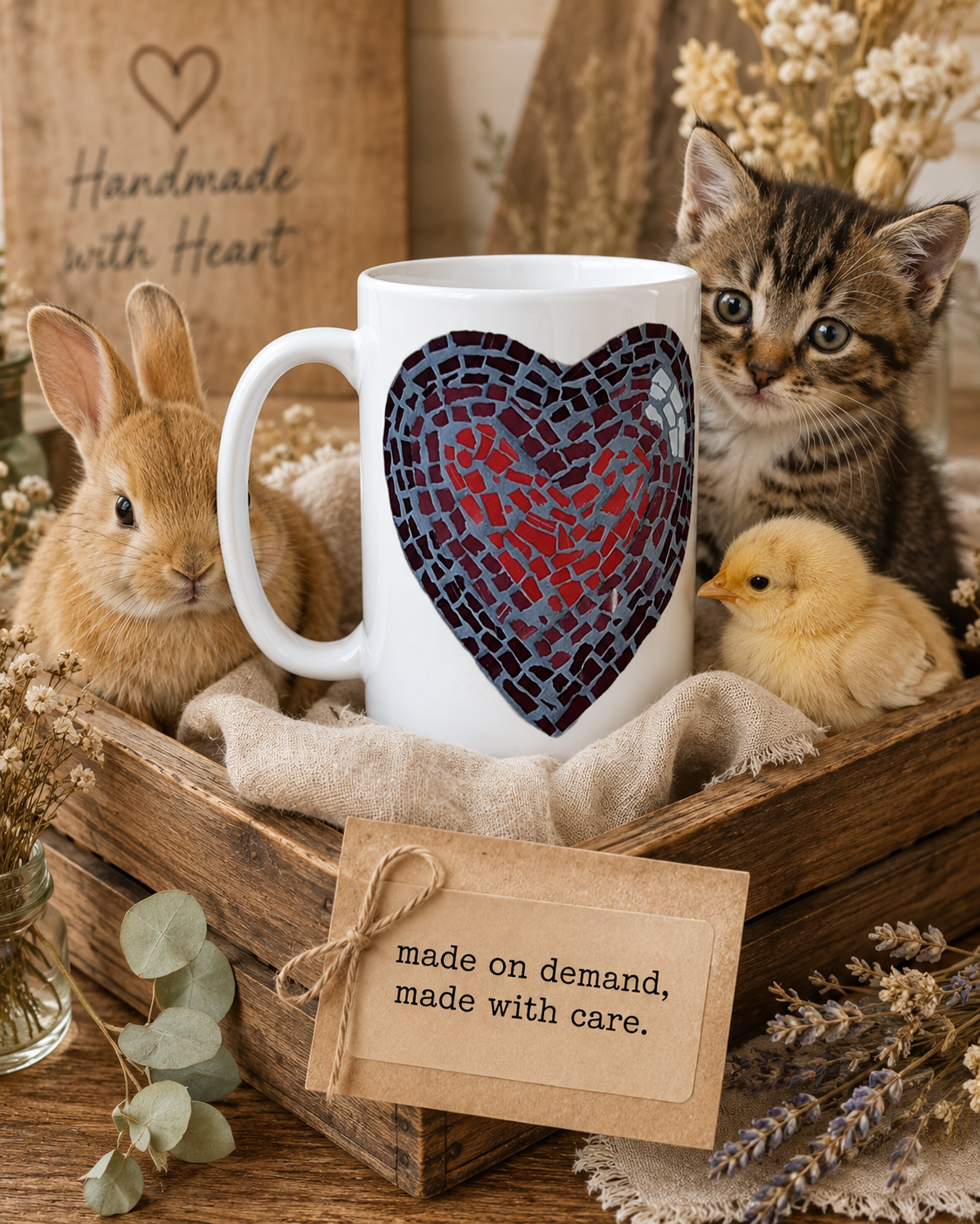 Love Heart 15oz Ceramic Mug | Meaningful Mosaic Heart Mug