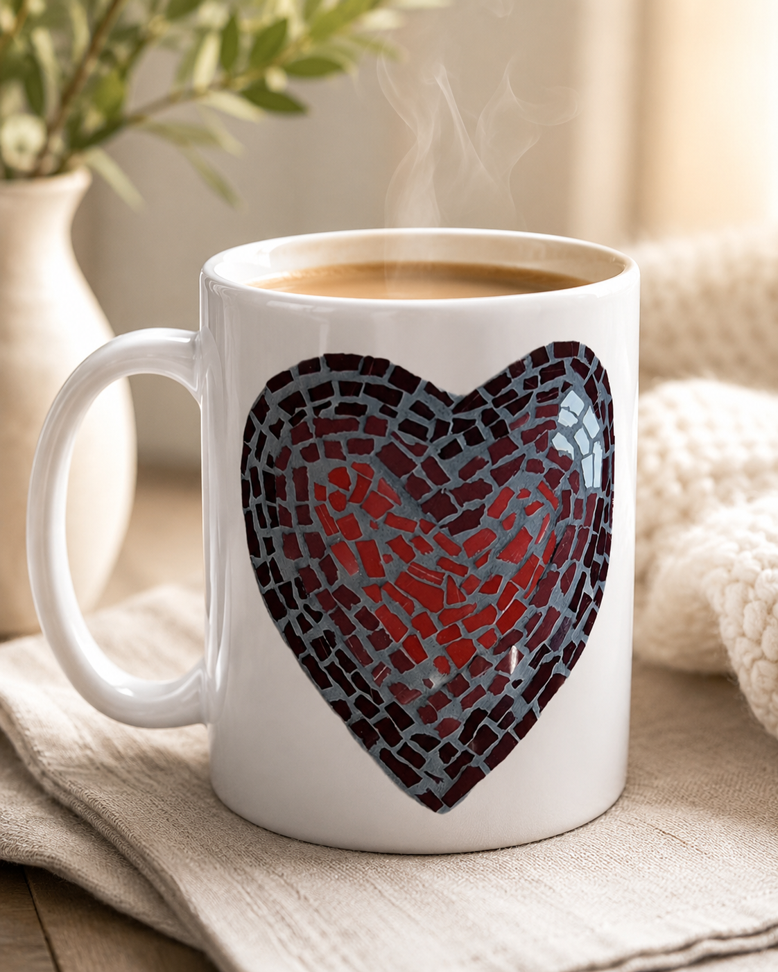 Love Heart 15oz Ceramic Mug | Meaningful Mosaic Heart Mug