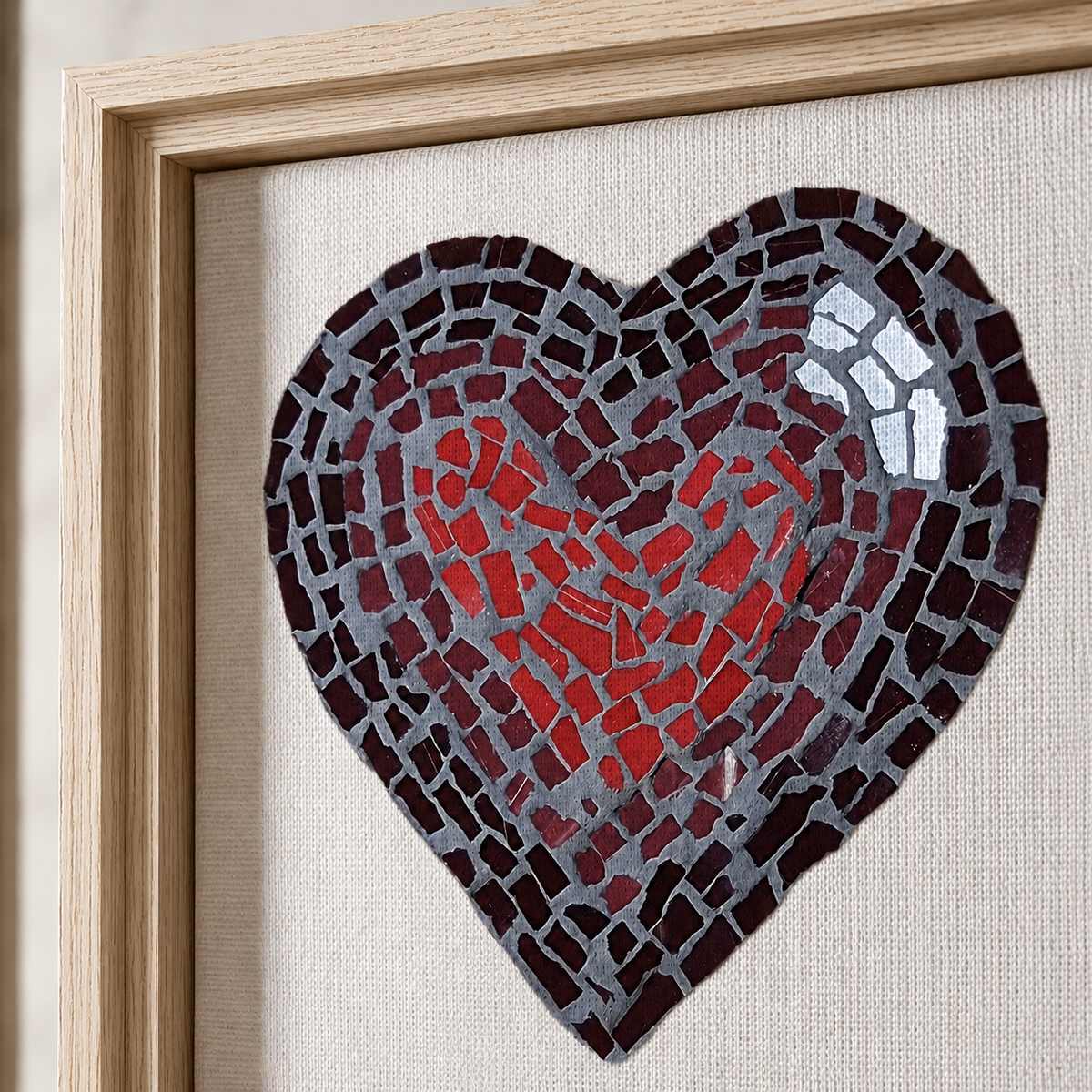 Love Heart Coaster Mosaic Framed Canvas Print | Meaningful Heart Wall Art