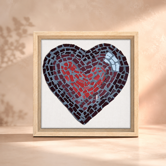 Love Heart Coaster Mosaic Framed Canvas Print | Meaningful Heart Wall Art