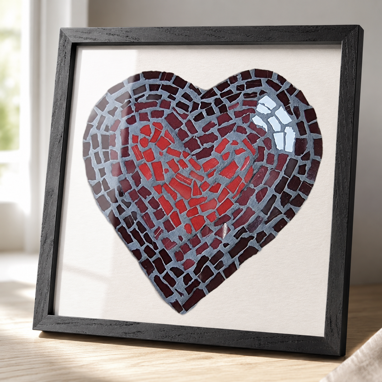 Love Heart Coaster Mosaic Premium Framed Poster | Meaningful Heart Wall Art
