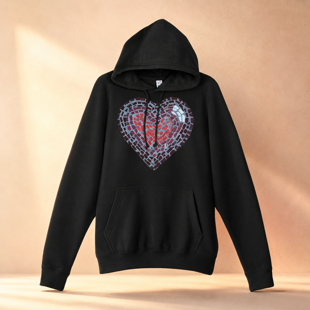 Love Heart Coaster Mosaic Hoodie | Meaningful Heart Art Hoodie
