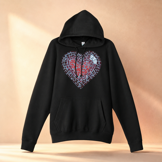 Love Heart Coaster Mosaic Hoodie | Meaningful Heart Art Hoodie