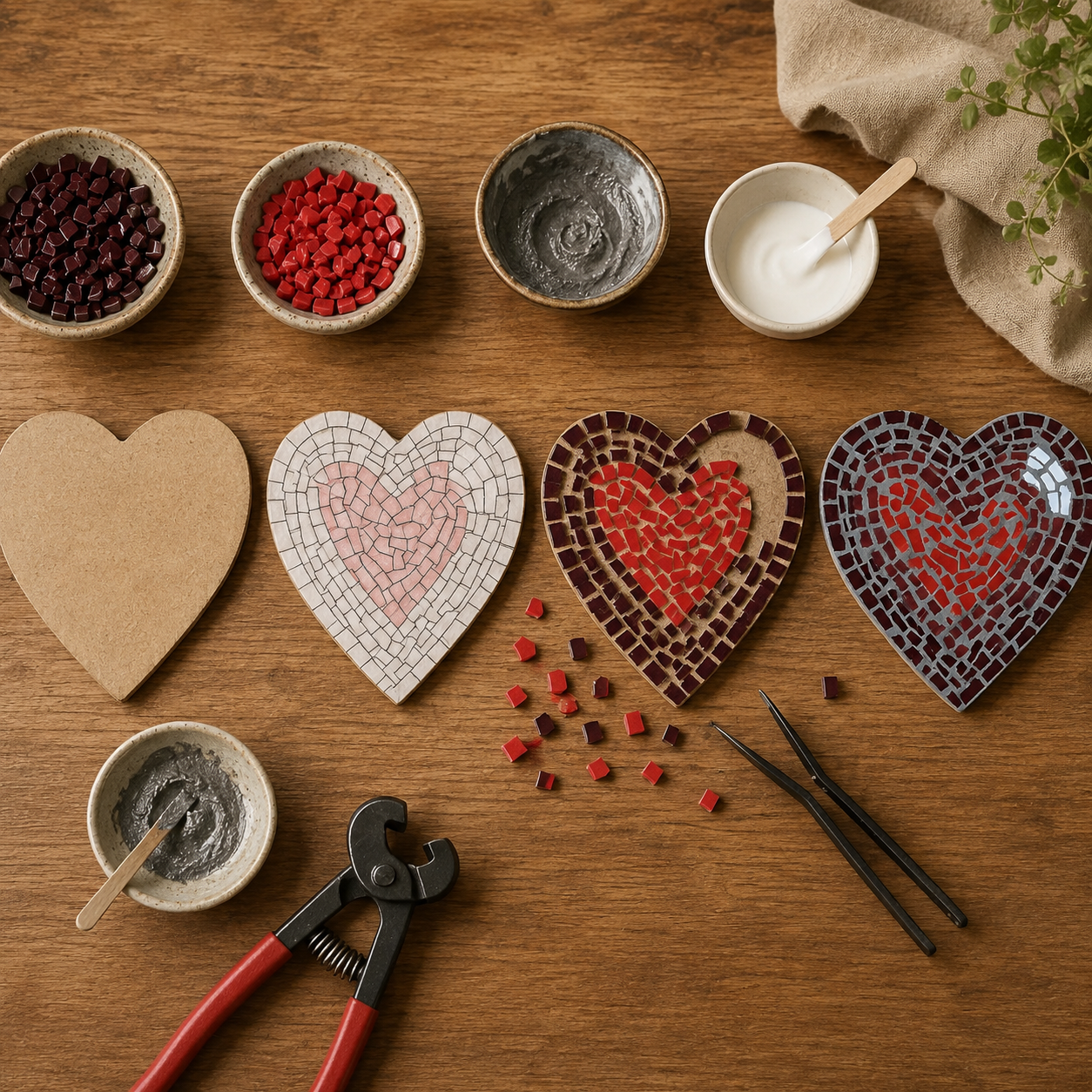 Love Heart Mosaic Coaster DIY Kit – 10cm Shaped | Beginner-Friendly  | 🌱 Level 1