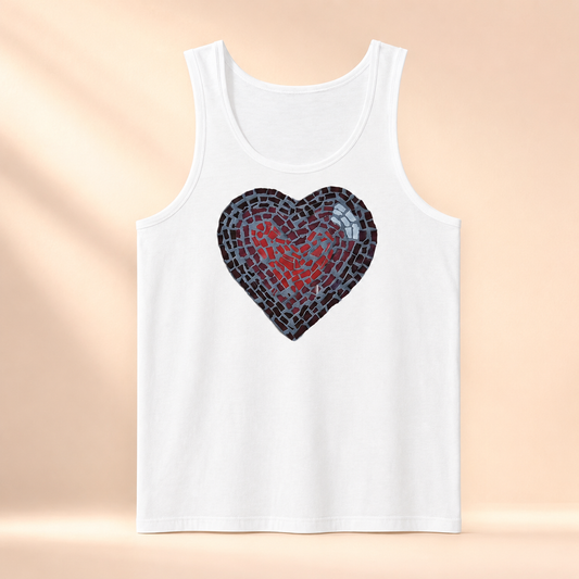 Love Heart Coaster Mosaic Unisex Jersey Tank Top | Meaningful Art Tank
