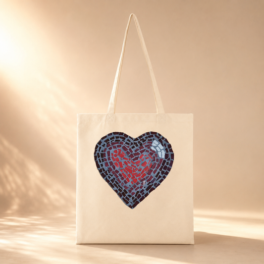 “Love Heart” Coaster Mosaic – Long Handle Tote Bag