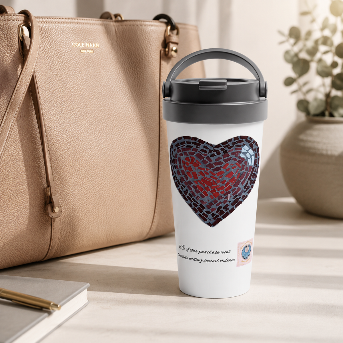 Love Heart 15oz Travel Mug | Insulated Mosaic Heart Mug
