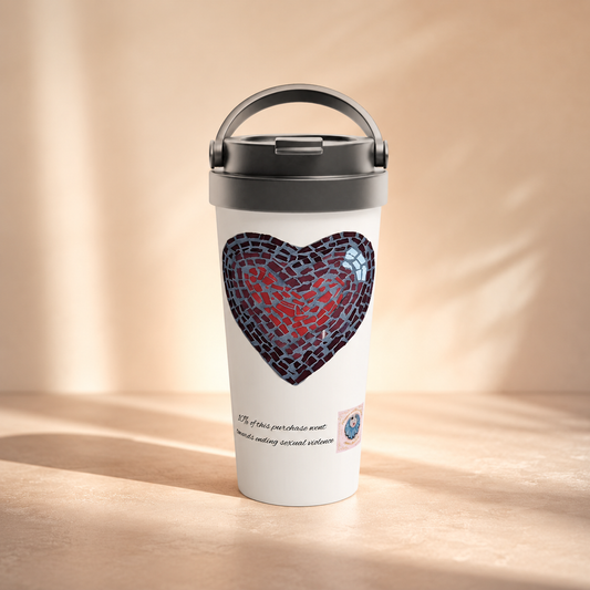 Love Heart 15oz Travel Mug | Insulated Mosaic Heart Mug