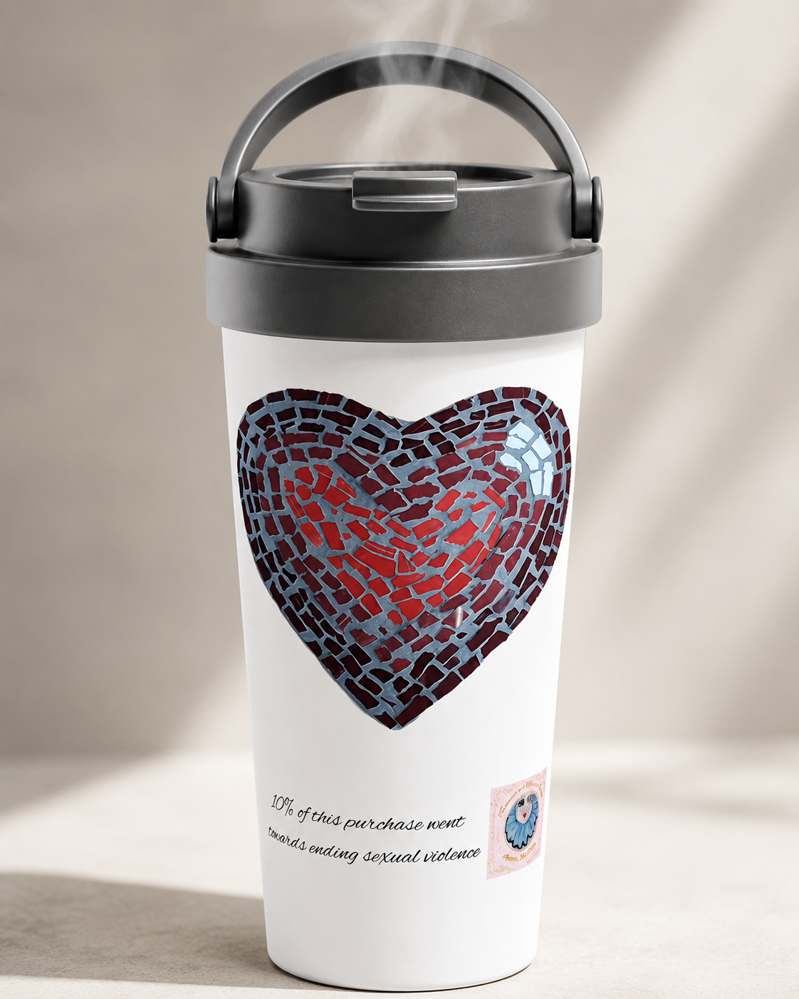 Love Heart 15oz Travel Mug | Insulated Mosaic Heart Mug