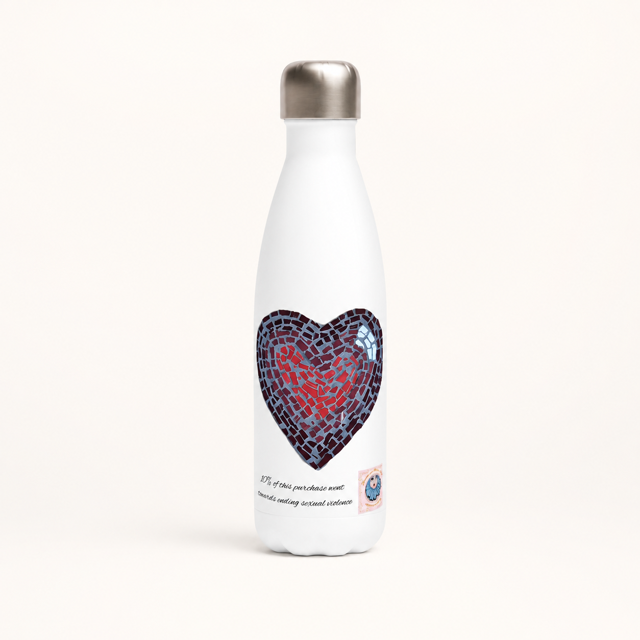 “Love Heart” Coaster Mosaic – 17oz Stainless Steel Water Bottle