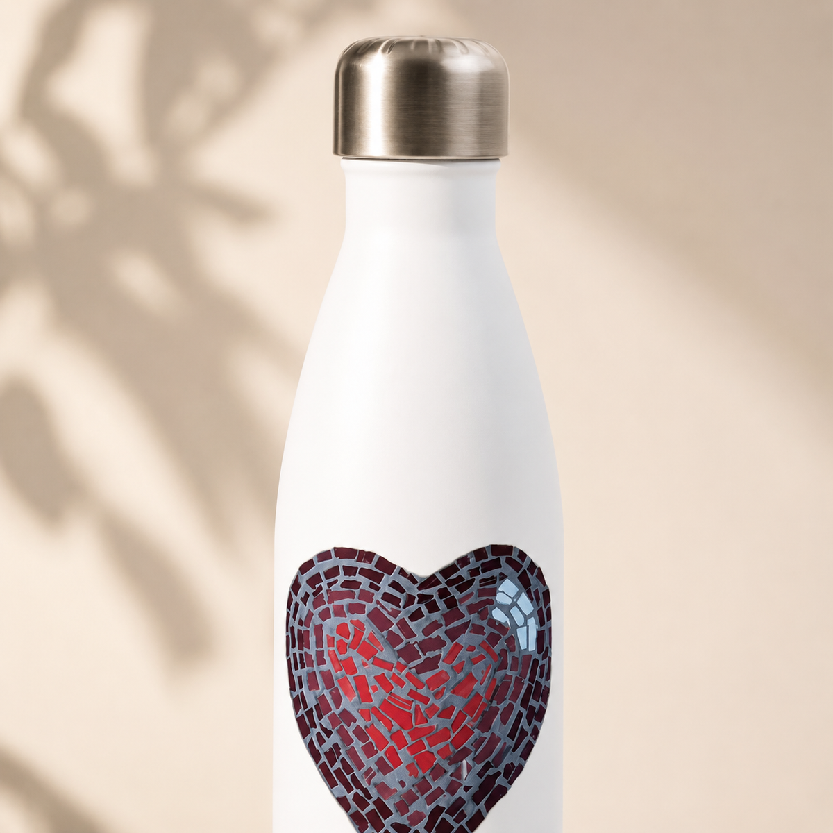 “Love Heart” Coaster Mosaic – 17oz Stainless Steel Water Bottle