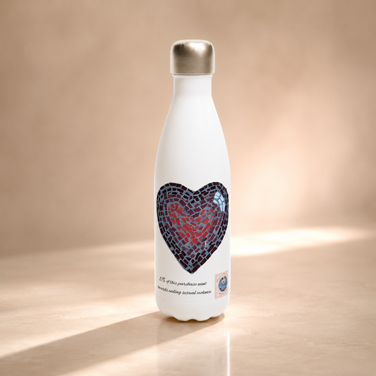 “Love Heart” Coaster Mosaic – 17oz Stainless Steel Water Bottle