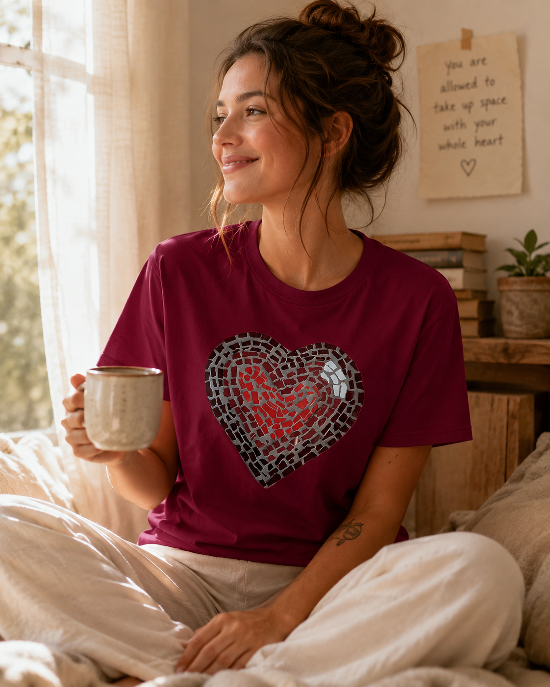 Love Heart Coaster Mosaic Ultra Cotton Tee | Meaningful Unisex Art Shirt