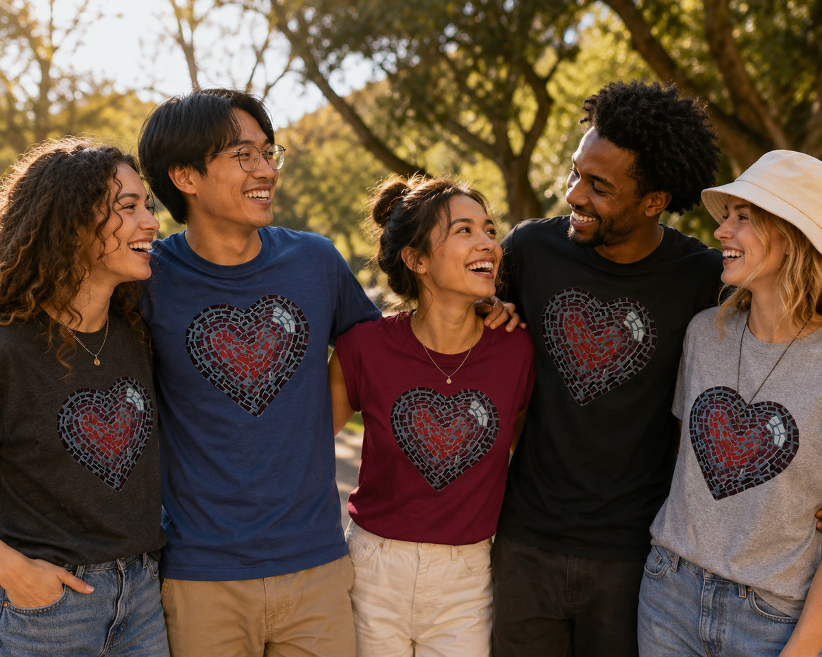 Love Heart Coaster Mosaic Ultra Cotton Tee | Meaningful Unisex Art Shirt