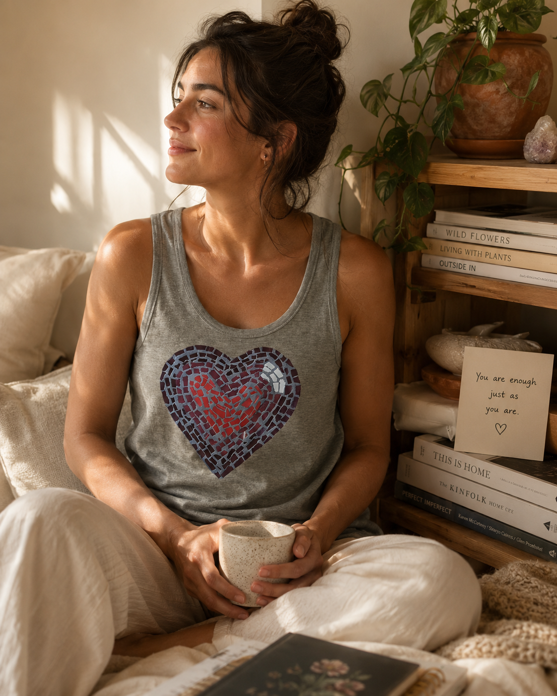 Love Heart Coaster Mosaic Unisex Jersey Tank Top | Meaningful Art Tank